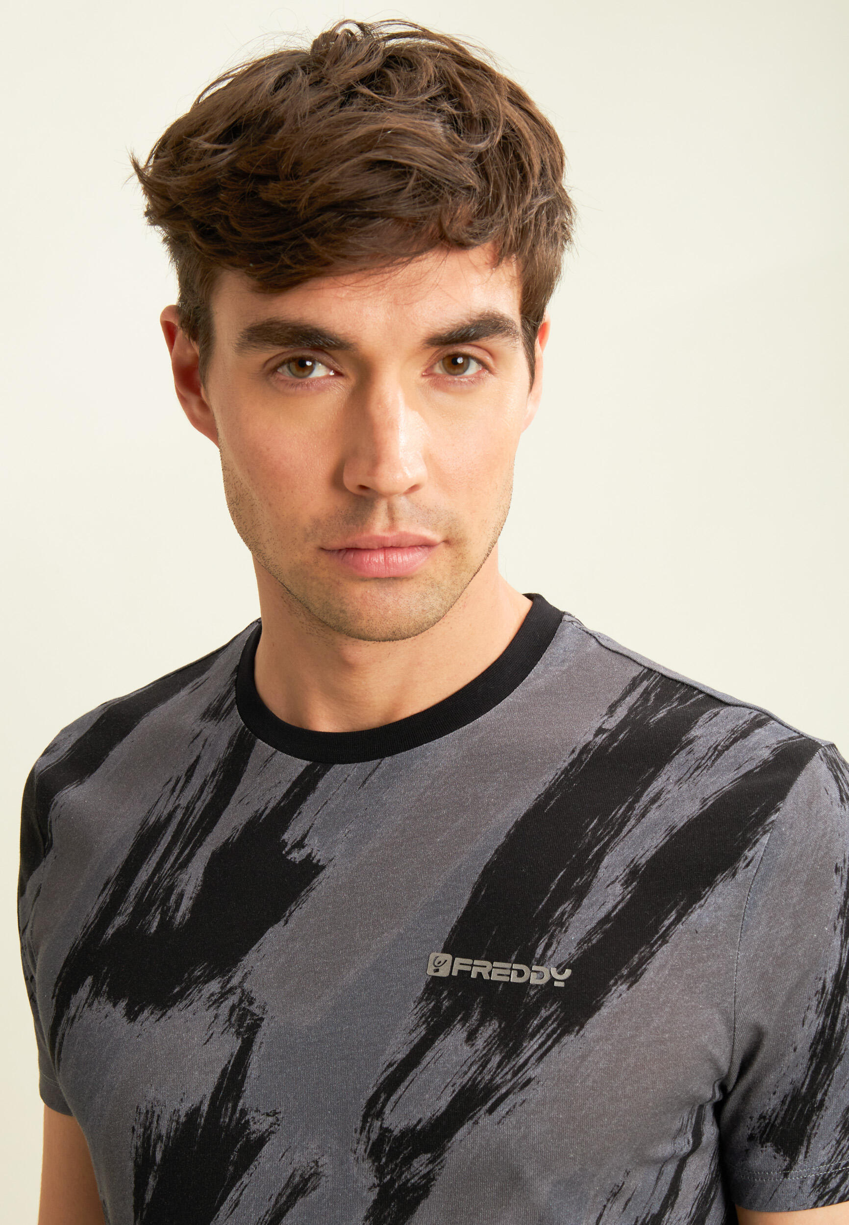 T-shirt imprimé avec effet « coup de pinceau » en coton 4/4
