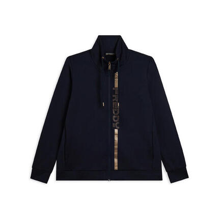 Sweat-shirt zippé pour femmes avec col montant et détails dorés