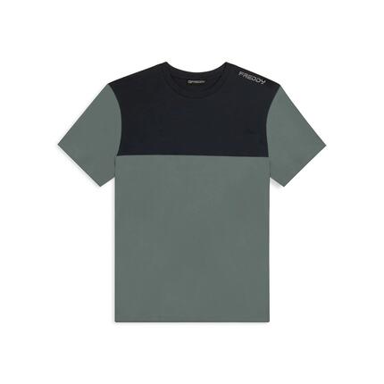 Camiseta con bloques de color con estampado en el hombro