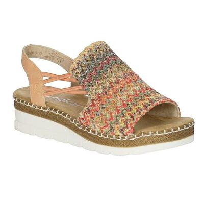 Sandalen rieker met elastische banden en sleehak