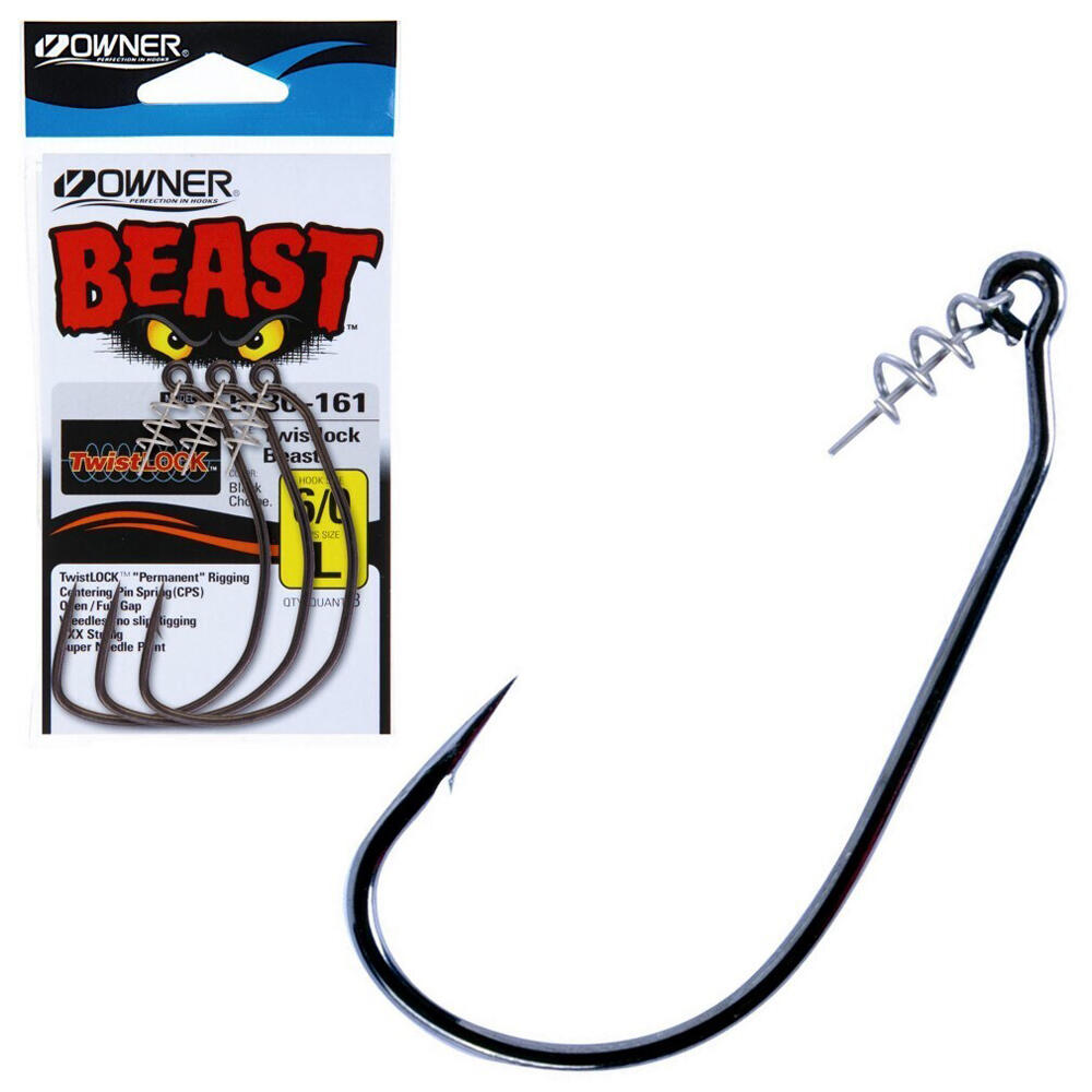 3PK Owner Beast 5130 Unweighted Hooks with Twistlock Centering Pins