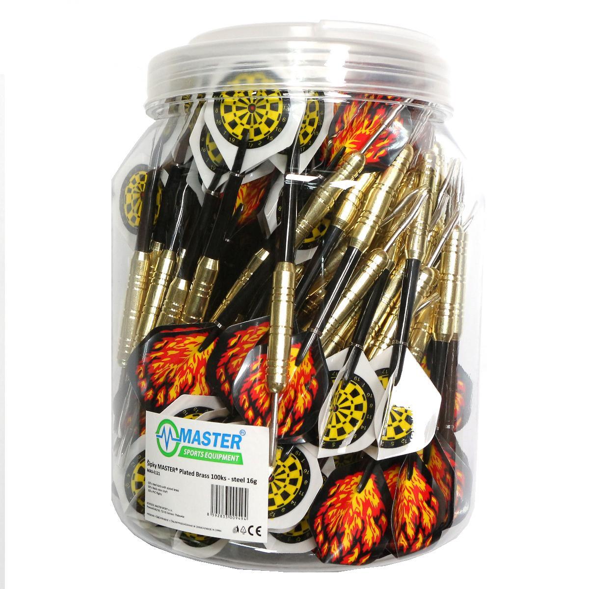 Darts MASTER vergoldetes Messing 100 Stück - Stahl 16g 3/4