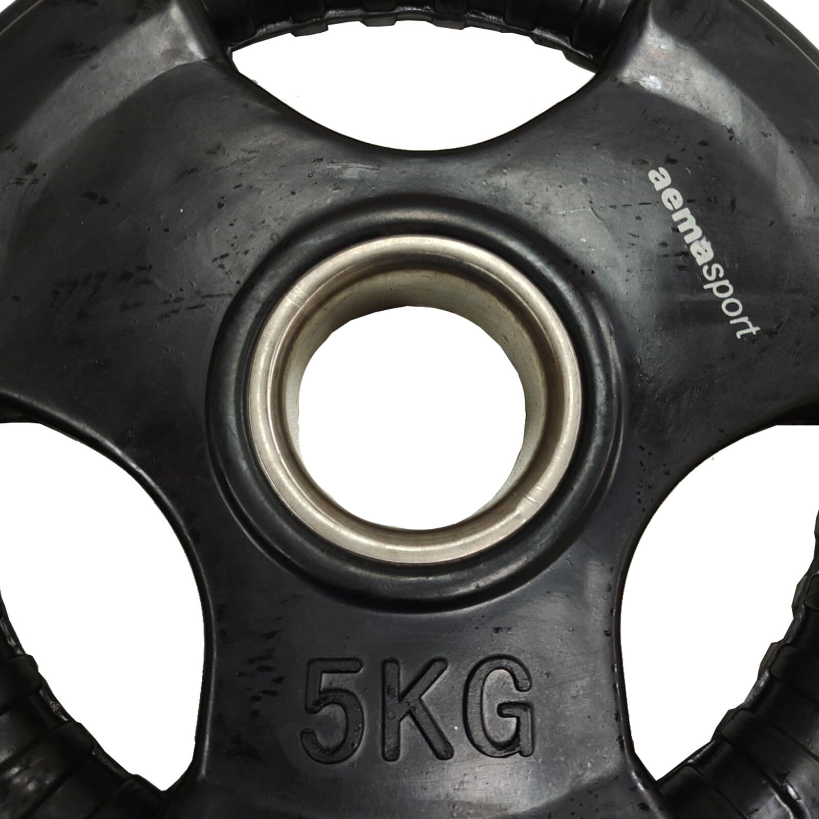 Discos Pesas Musculación Caucho con Asas (Ø50 mm, 2 discos de 10kg. cada uno) 3/7