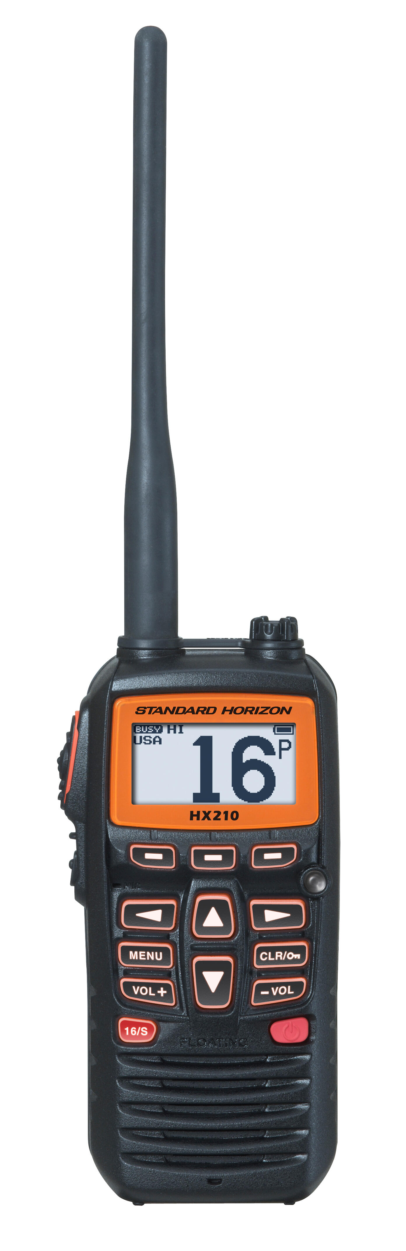 STANDARD HORIZON VHF přenosná vodotěsná plovoucí dodávaná s nabíječkami a klipem
