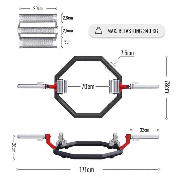 Trap Bar GORILLA SPORTS 20 kg acciaio Ø50 mm maniglie multi-impugnatura 2/7