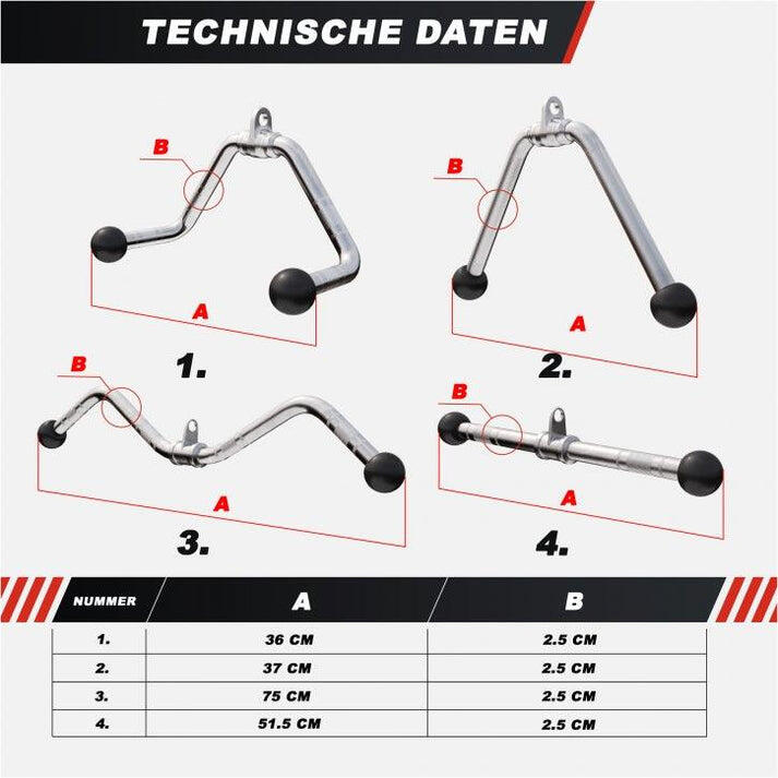 LOT DE 4 BARRES : TIRAGE, TRACTION, BICEPS, RECTANGULAIRE | ACCESSOIRE MUSCULATI 2/5