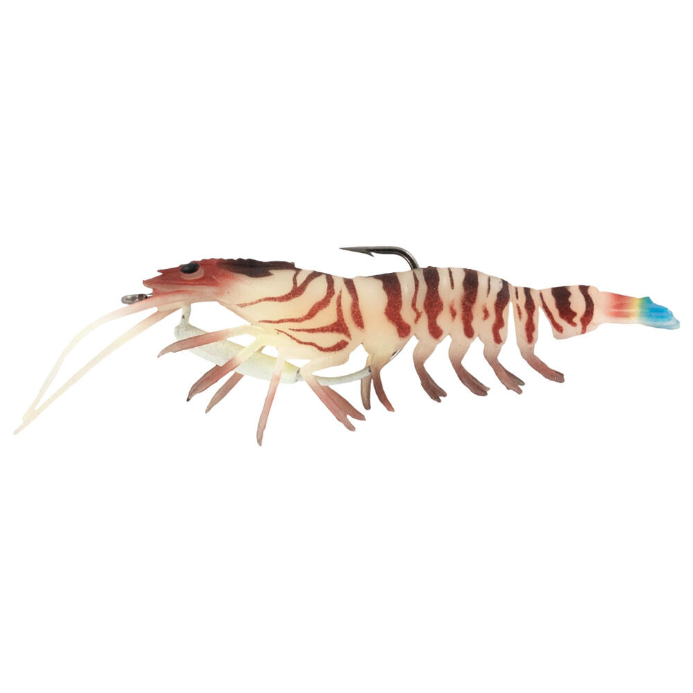Chasebaits 95mm Flick Prawn Plastic Fishing Lure w/ 4gm Lead Weight Tiger Prawn