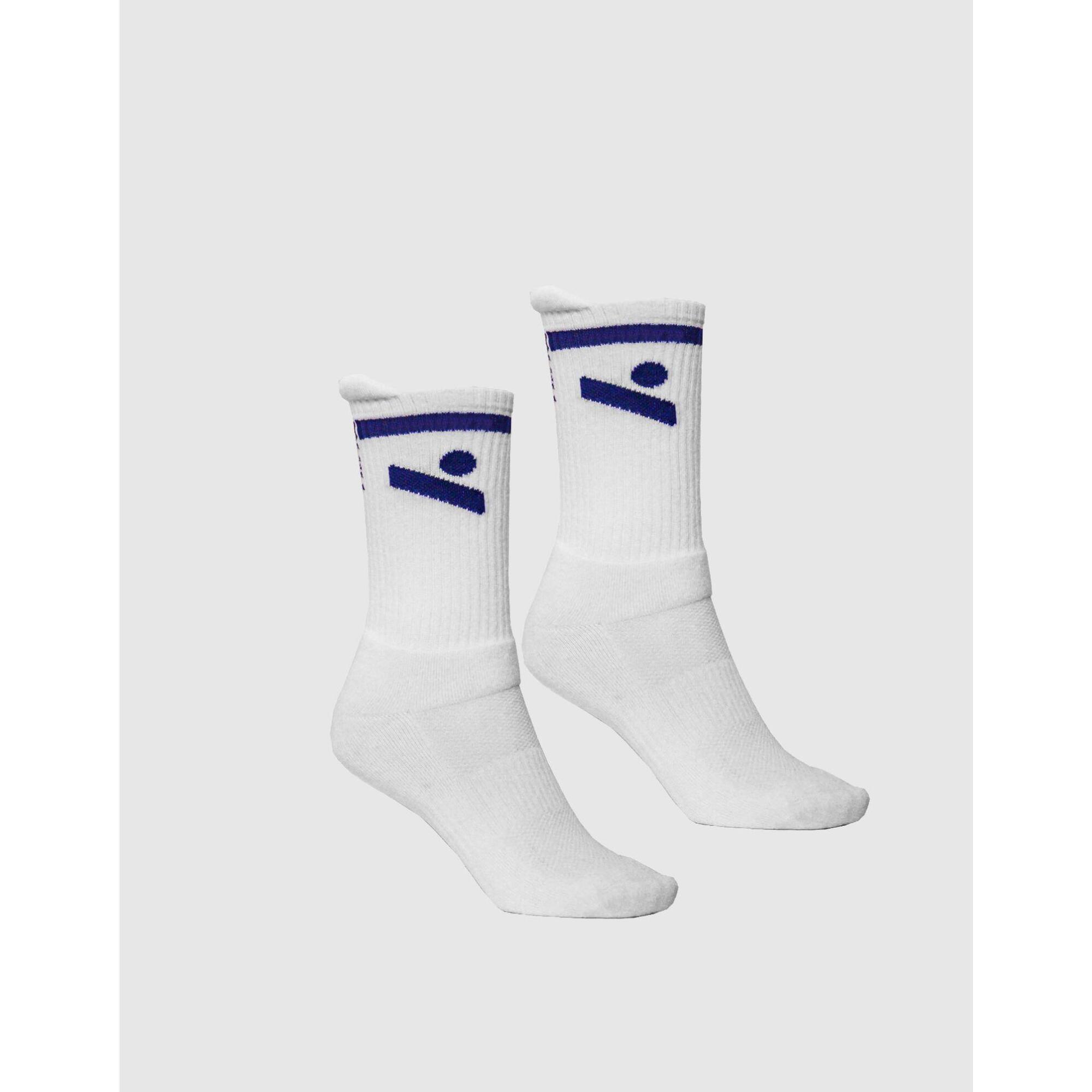 Ninesquared - Chaussettes Mi-hautes Volley “jump” (2 Paires) – Logo Bleu Marine (36/39) - Chaussettes - Blanc|bleu - 35/38 - Decathlon