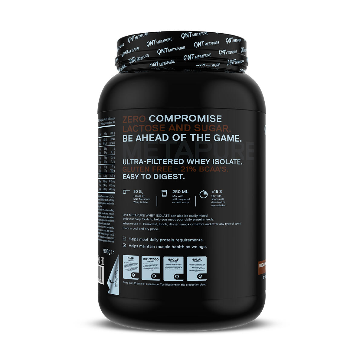METAPURE - WHEY ISOLATE ZERO - Belgian Chocolate - 908 g 2/4