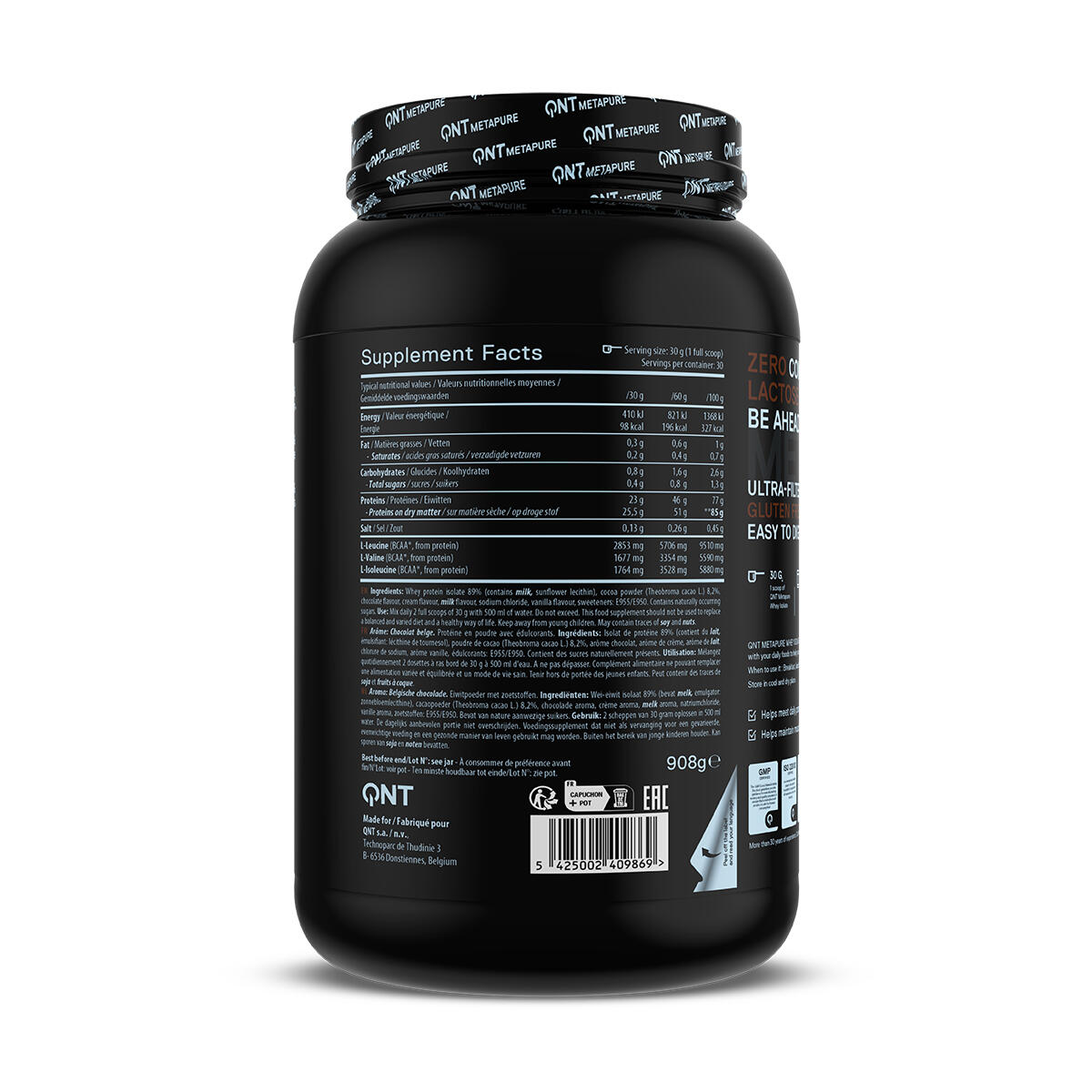 METAPURE - WHEY ISOLATE ZERO - Belgian Chocolate - 908 g 3/4