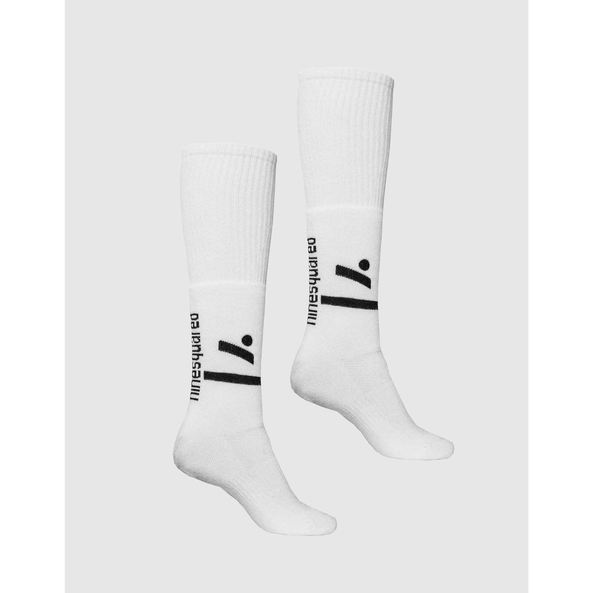 Ninesquared - Chaussettes Hautes Volley “jump Spin” (2 Paires) – Logo Noir (40/43) - Chaussettes - Blanc|noir - 39/42 - Decathlon