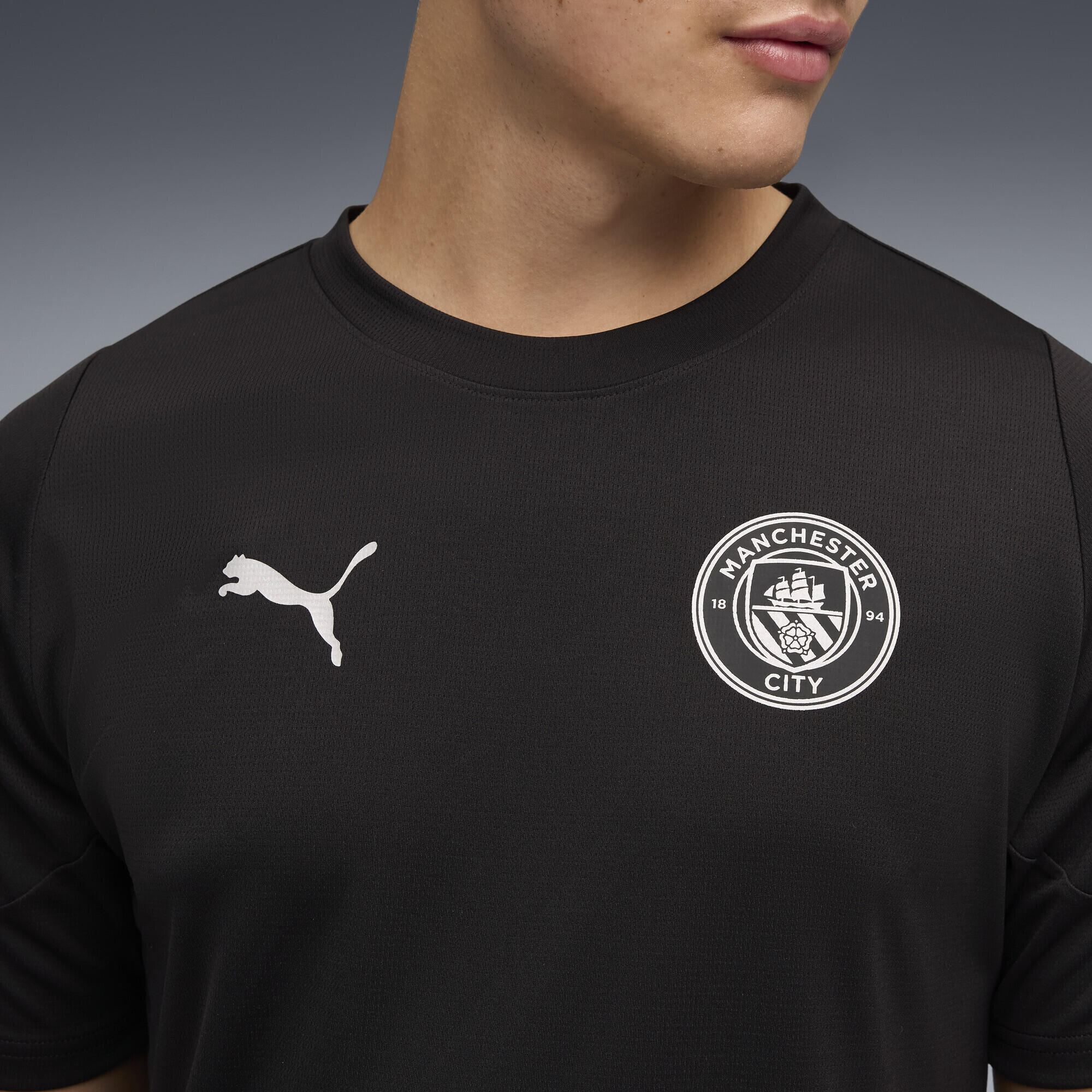 Tricou fotbal bărbați mânecă scurtă Black Silver Metallic, negru PUMA 3/7