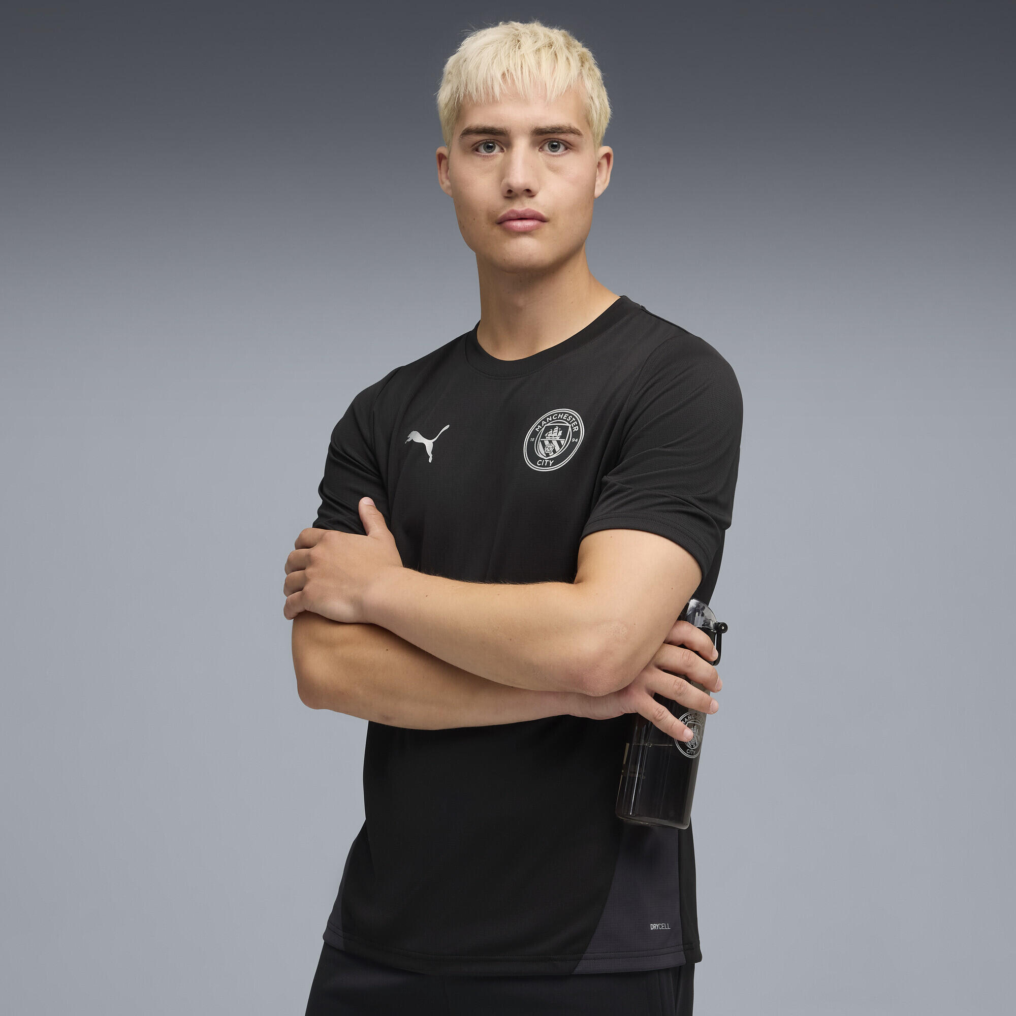 Tricou fotbal bărbați mânecă scurtă Black Silver Metallic, negru PUMA 2/7