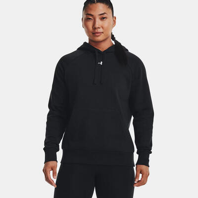 Ua rival fleece capuchontrui dames under armour zwart
