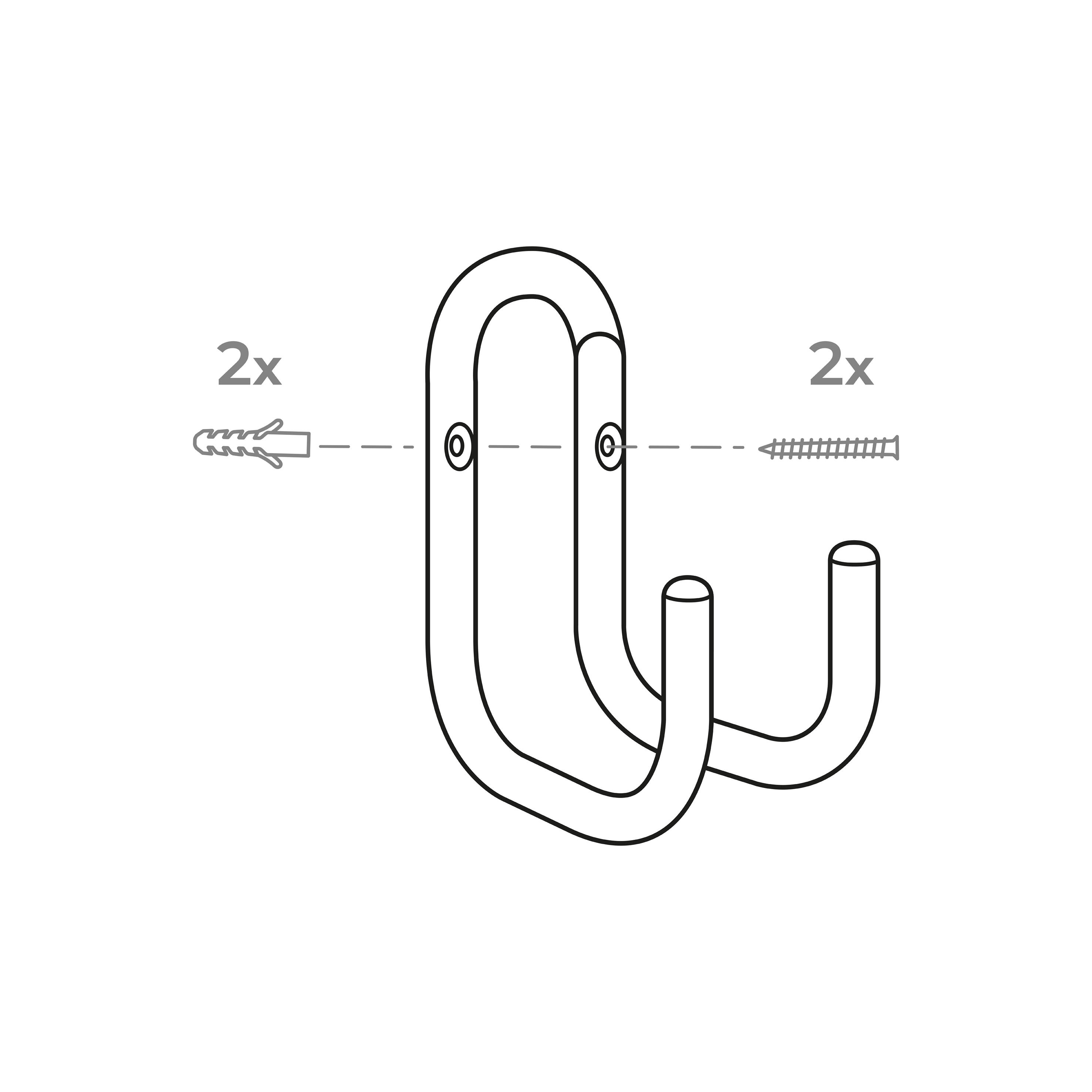 Gancho Multiusos Doble para Colgar en Pared | Fabricado en Acero | Acabado en 4/5