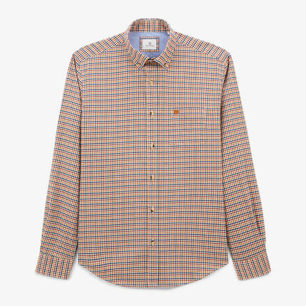 Chemise manches longues en twill à petits carreaux cuivre Charles