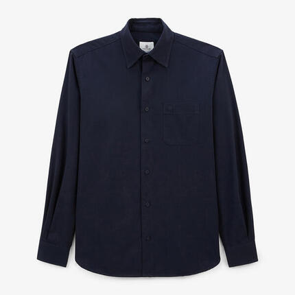 Chemise manches longues Charles unie bleu foncé