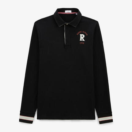 Maillot de rugby manches longues en coton noir Lior