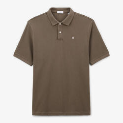 Polo piqué manches courtes en coton Lucas marron shitake