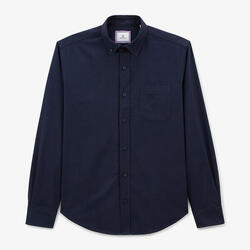Chemise manches longues unie en coton Oxford bleu dark navy Charles