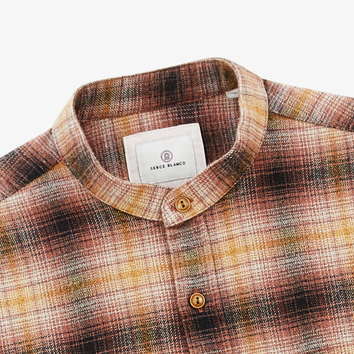 Camicia Charles a maniche lunghe, collo Mao, a quadri 4/5