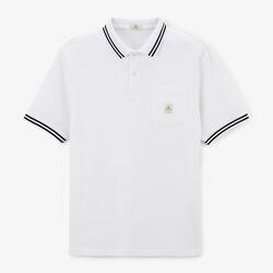 Polo manches courtes en coton gaufré à liserés blanc Lorca