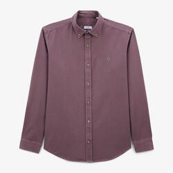 Chemise manches longues unie en coton twill unie violet pourpre Charles