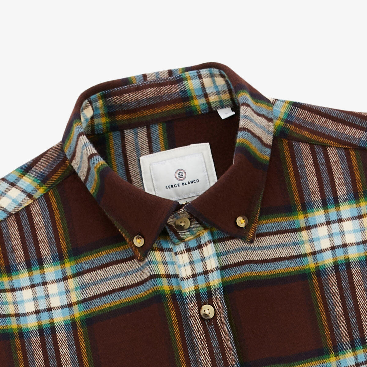 Chemise manches longues en coton flanelle à carreaux marron Clark 4/5