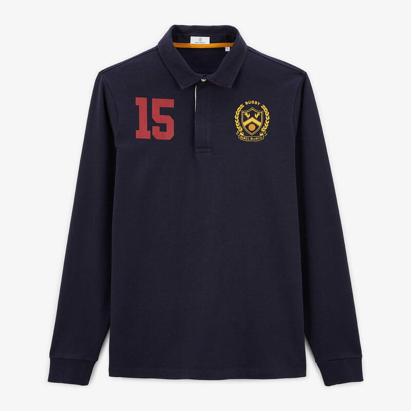 Maillot De Rugby Manches Longues, Coton, Marine, Vintage, Taille L