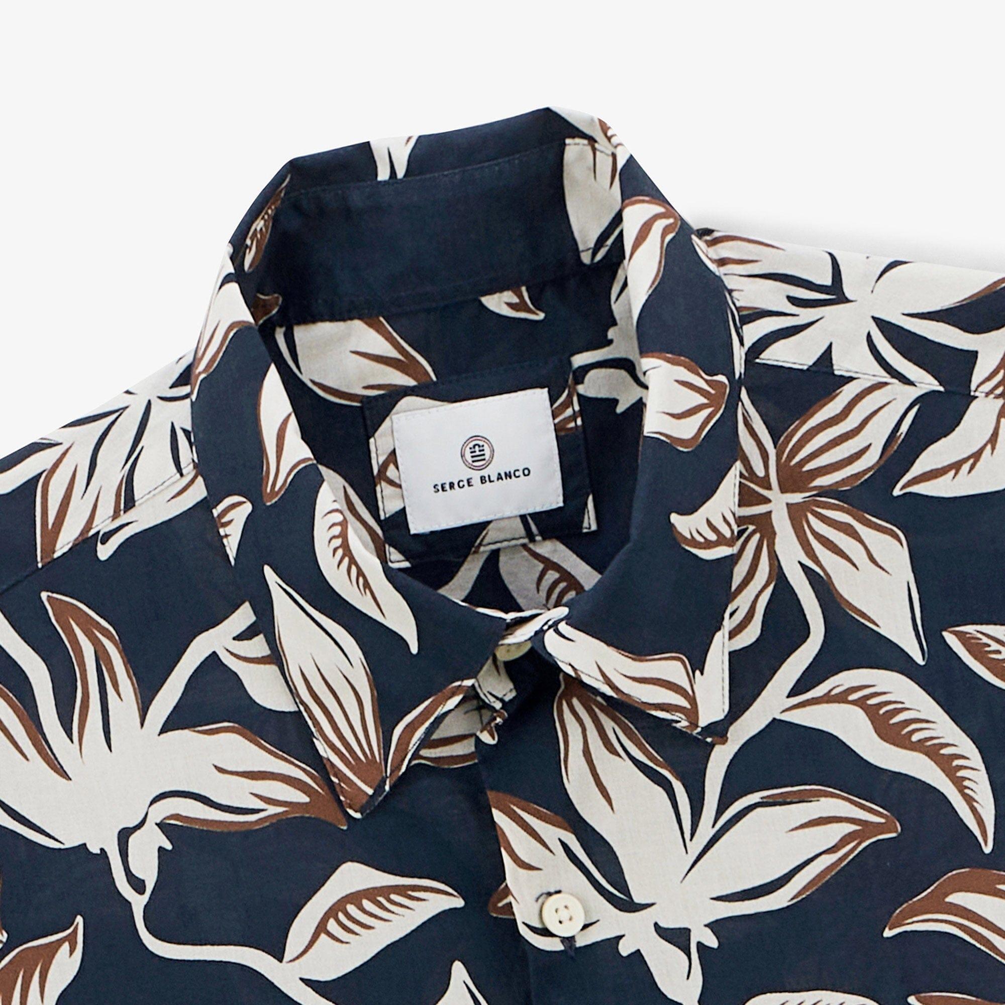 Camicia a maniche lunghe in lino a fantasia Charles 3/4