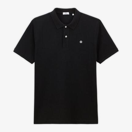 Polo manches courtes en coton maille piquée Lucas noir