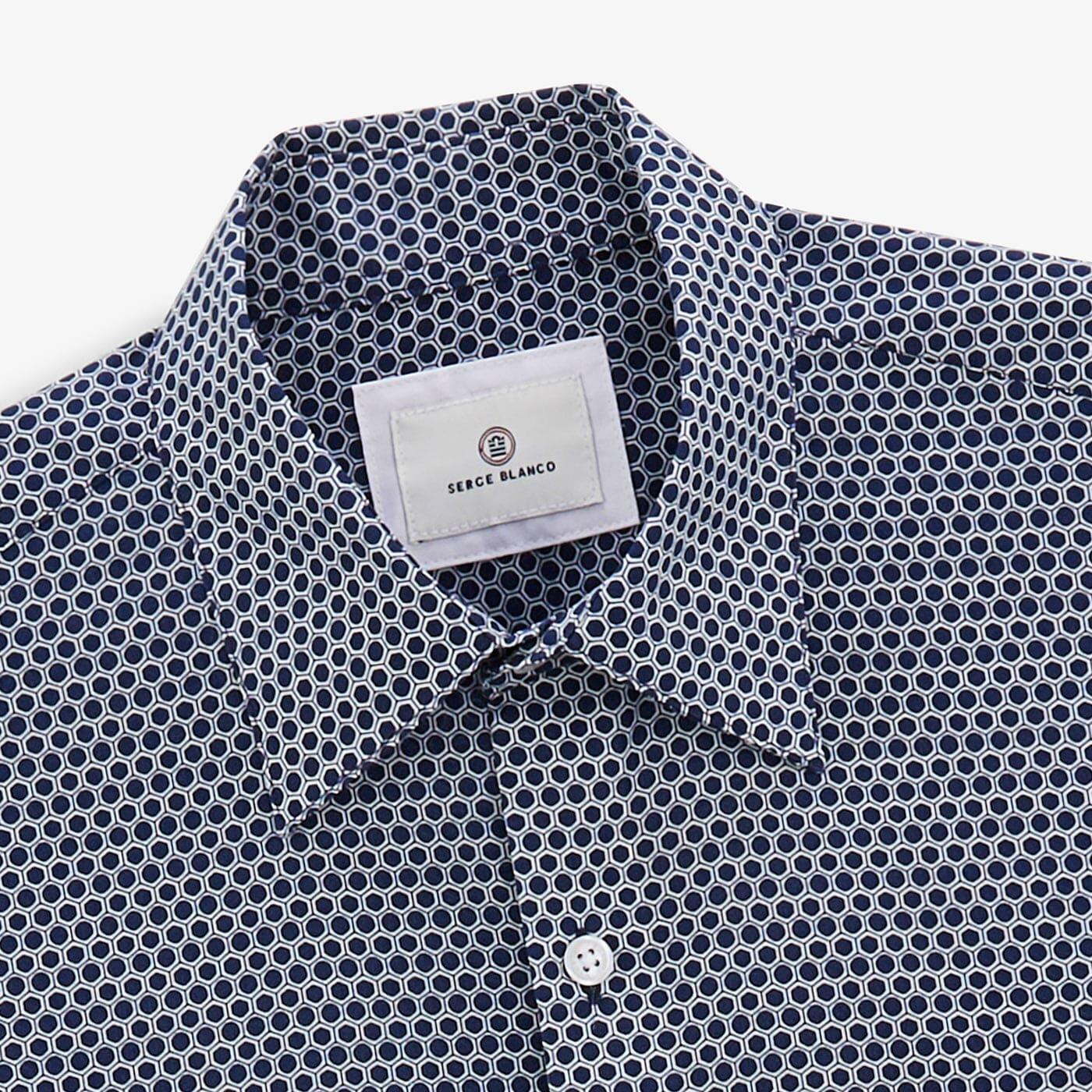 Chemise Charles alvéoles bleu foncé 3/4