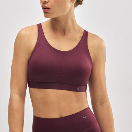 Sujetador deportivo sujeción alta tirantes regulables burdeos