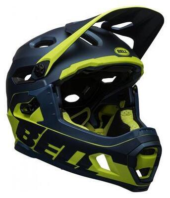 Bell super dh mips removable chinstrap helmet blue yellow 2022
