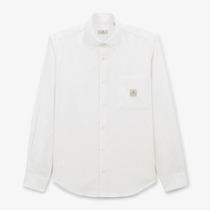 Chemise manches longues en coton Oxford blanche unie Charles Play