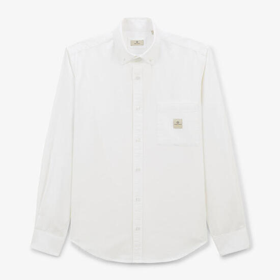 Chemise manches longues en coton Oxford blanche unie Charles Play