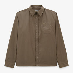 Chemise manches longues en coton marron shitake Clovis