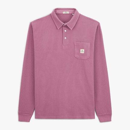 Polo manches longues en coton gaufré violet pourpre Logano