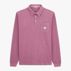 Polo manches longues en coton gaufré violet pourpre Logano