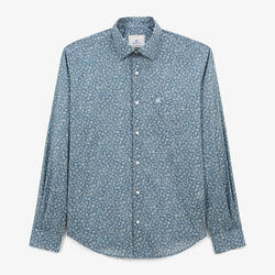 Chemise manches longues en coton imprimé floral bleu Charles