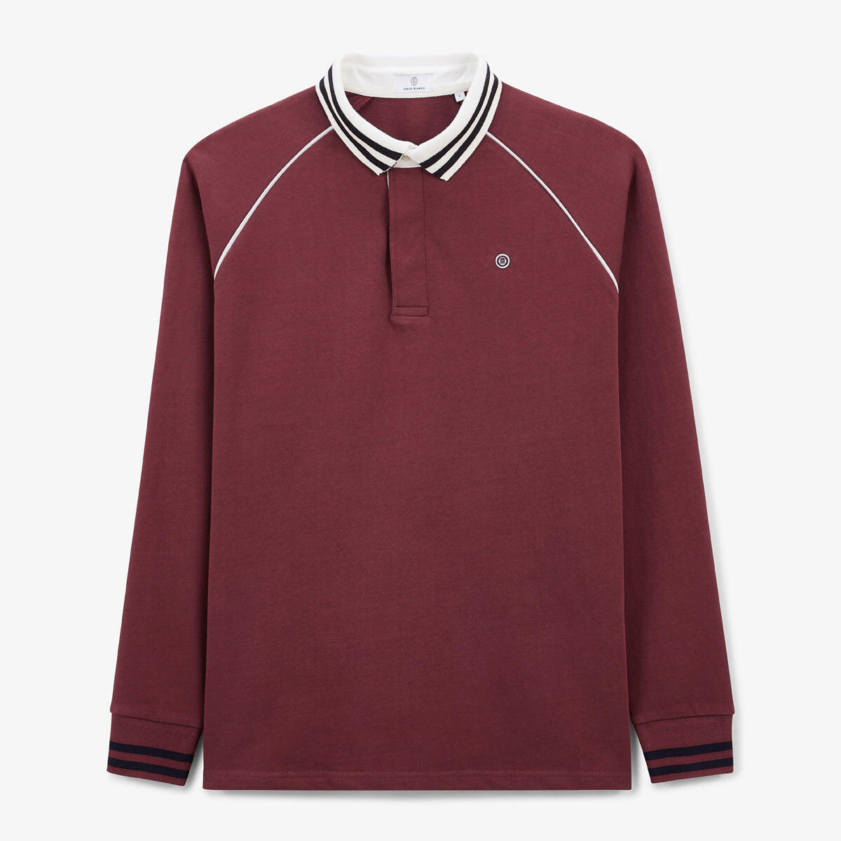 Serge Blanco - Maillot De Rugby Manches Longues Col Liseré Rouge Merlot - Chemise Manches Longues - Marron|rouge - Decathlon