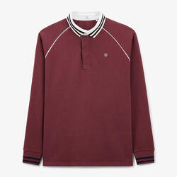 Maillot de rugby manches longues col liseré rouge merlot
