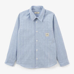 Chemise garçon manches longues coton Oxford rayures bleu ciel Charles