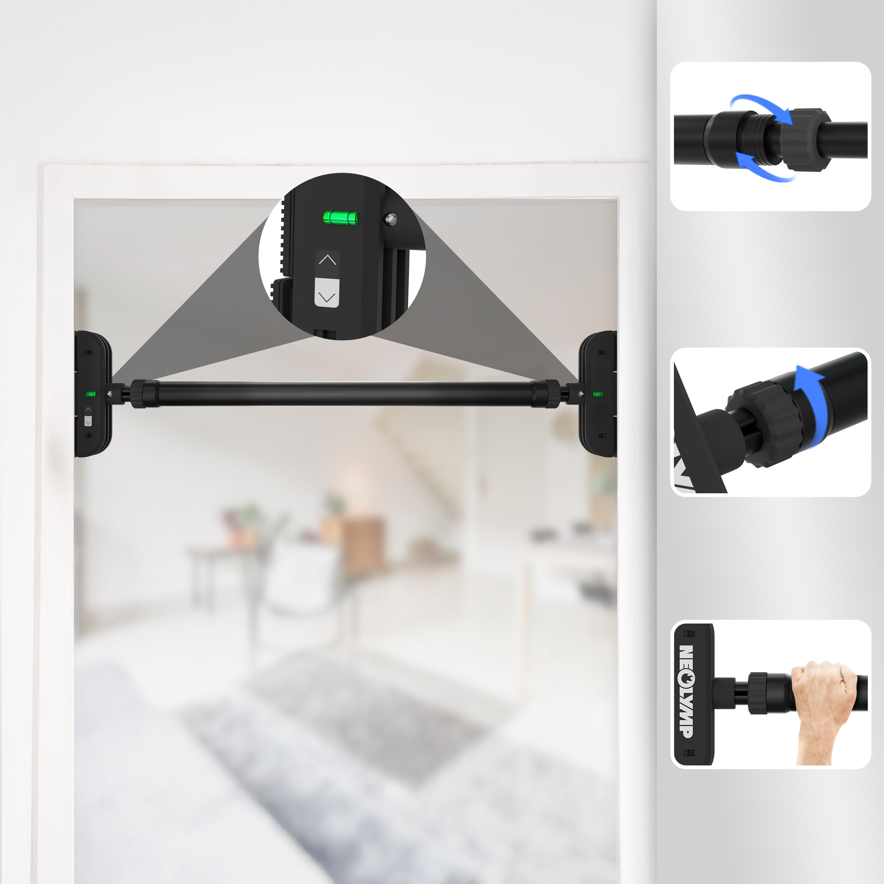 Sbarra per trazioni porte 73-92 cm, supporta 200 kg, senza viti 2/7