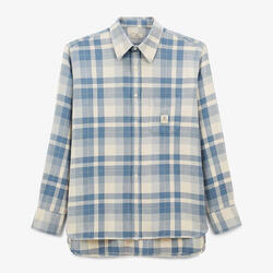 Chemise manches longues Amsterdam en coton à carreaux bleue