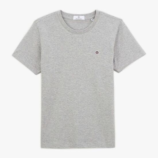 T-shirt garçon Theo col rond en coton gris chiné