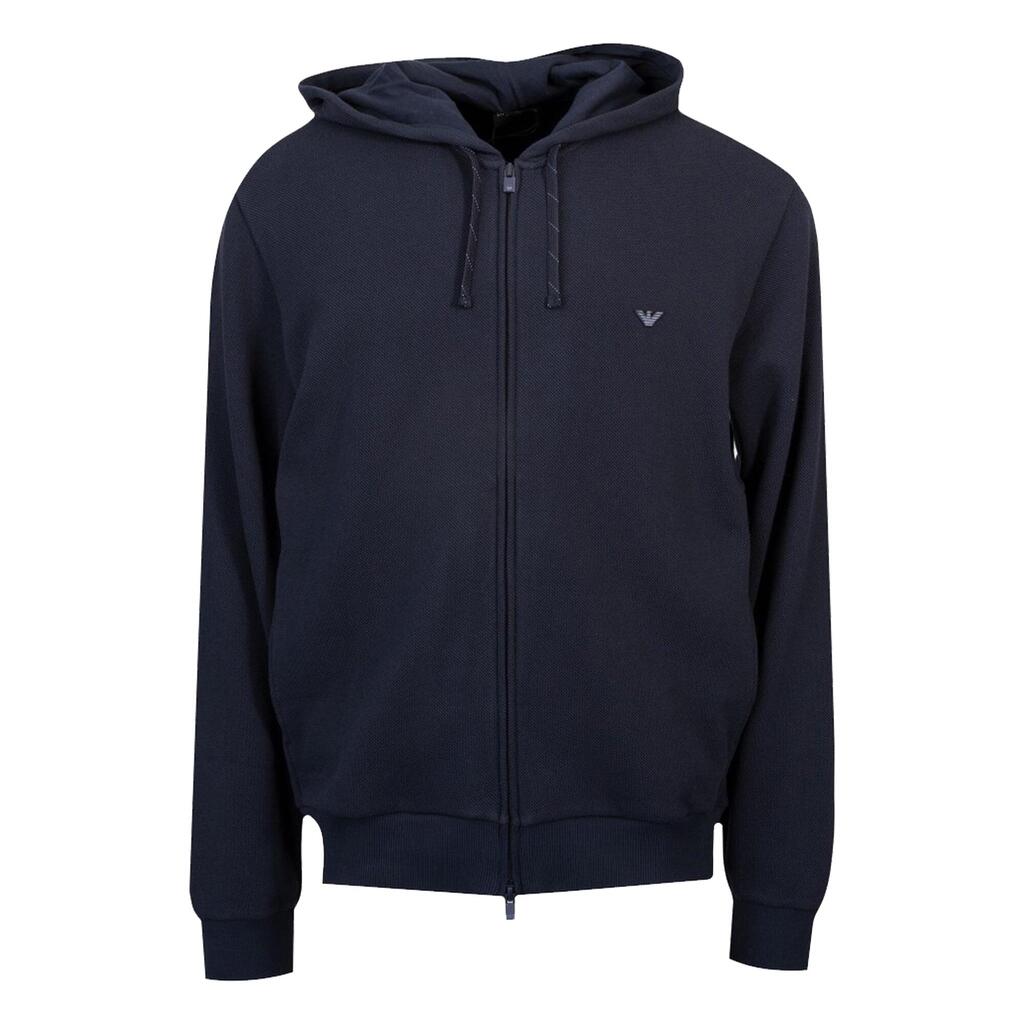 Lounge Pique Zip Hoodie Navy