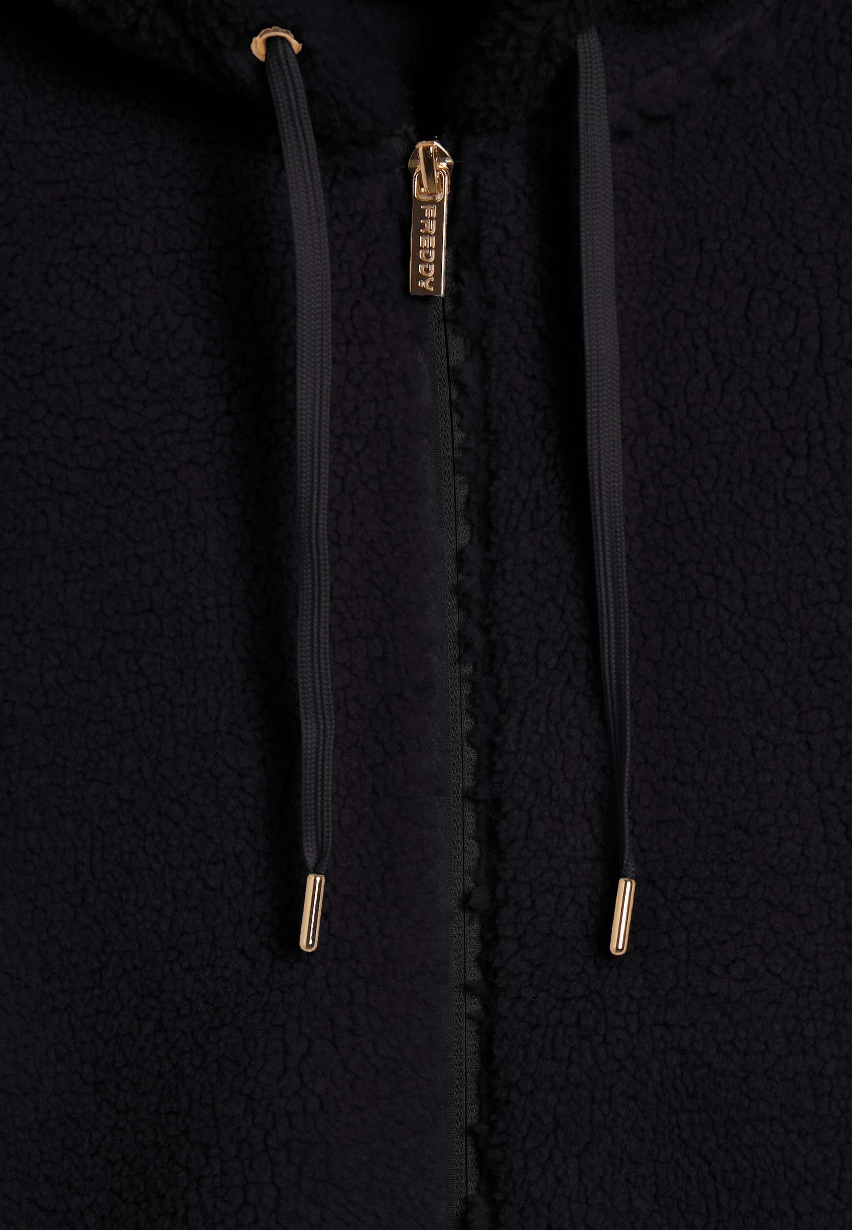 Giacca da donna in pile sherpa con cappuccio e zip 3/3