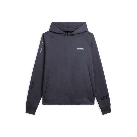 Felpa con cappuccio in jersey e stampe trasparenti