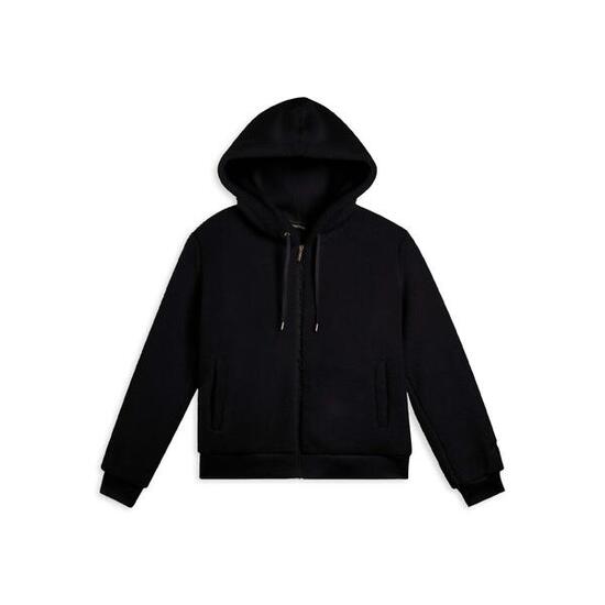 Veste pour femmes en tissu Sherpa avec capuche et fermeture à glissière